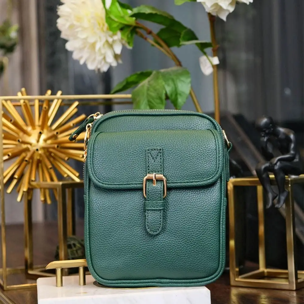 Leather Women Messenger Bag with Adjustable Removable Strap Anti-theft PU Shoulder Bag Vintage Large Capacity Phone Handbag