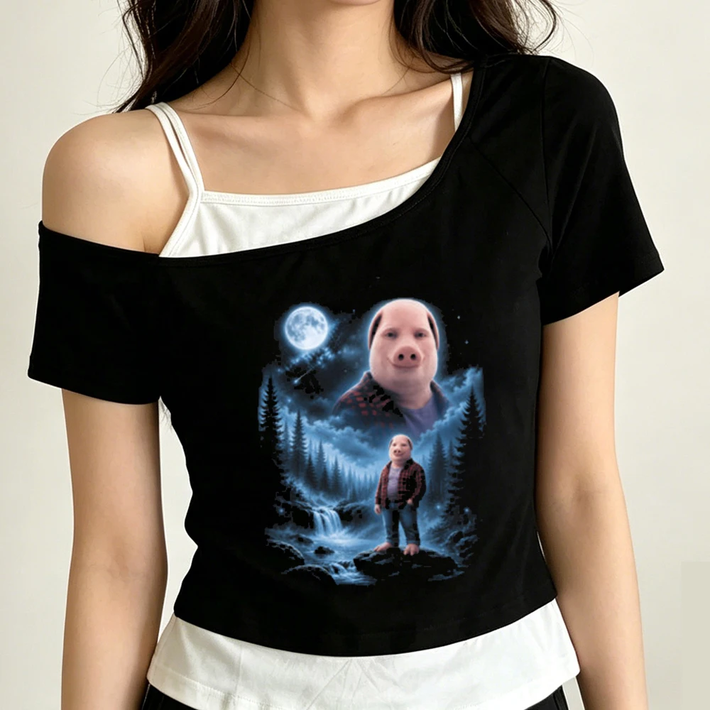 John Pork cropped top teen baddie 2000s streetwear kawaii vintage t shirt clearance sales y2k grunge 2000s emo