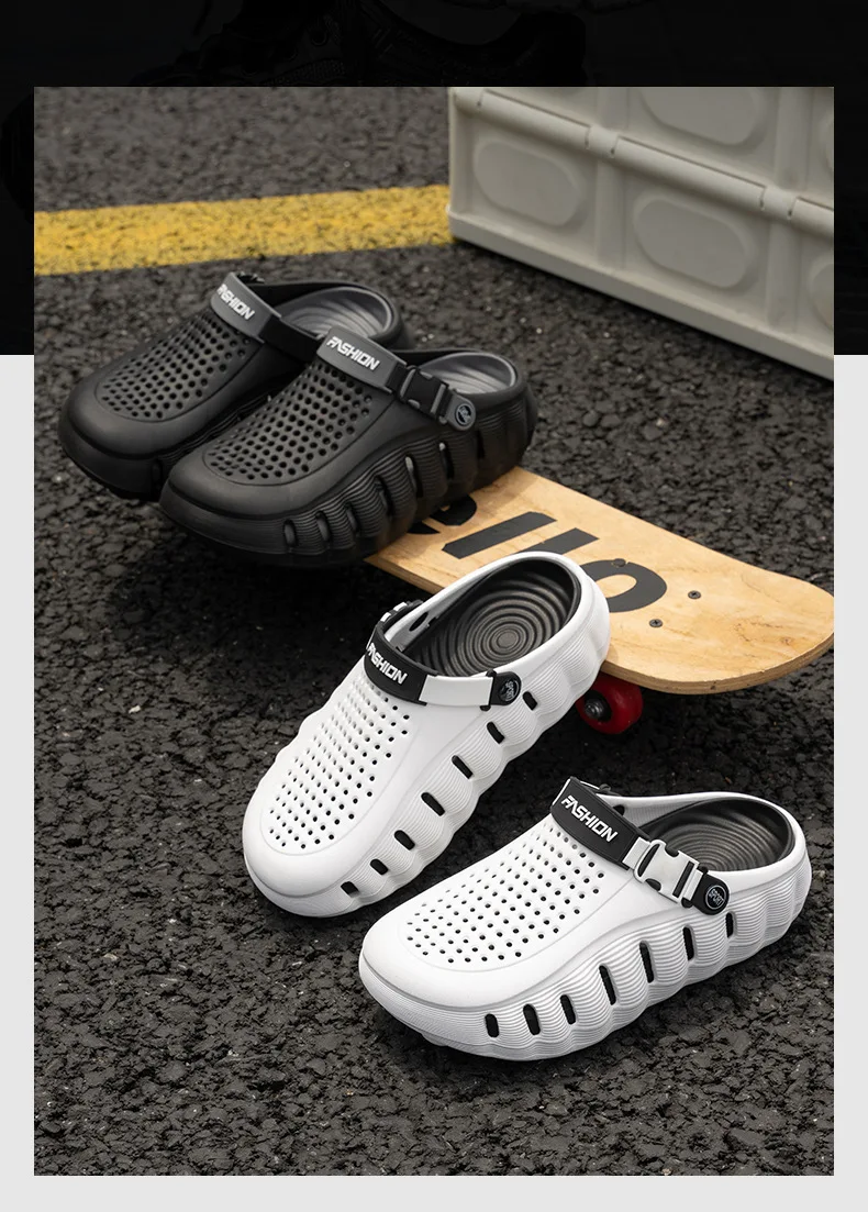 2026 Neue Herren-Lochschuhe, Rutschfeste EVA-Hausschuhe mit Weicher Sohle, Zweifach Tragbar, Coole Slipper, Atmungsaktive Sommer-Outdoor-Strandschuhe – Detail 12