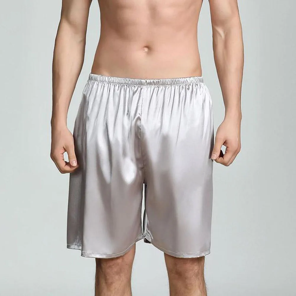 Men Sleep Bottoms Shorts Stretch Sleepwear Ice Silk Underwear For Man Satin Calcinha Loungewear Pyjama Short Pants Men's Panties
