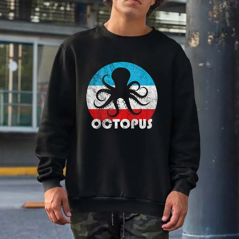 

Octopus Vintage Retro Silhouette Gift Sweatshirts Men Women Streetwear Crewneck Hooded Tops Oversized 100% Cotton Hoodies