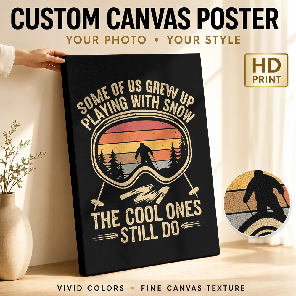 Skiing Cool Ones Still Do Framed Canvas Print Poster Personalized Photo Sports Portrait Wall Paintings Decoration for Man Cave