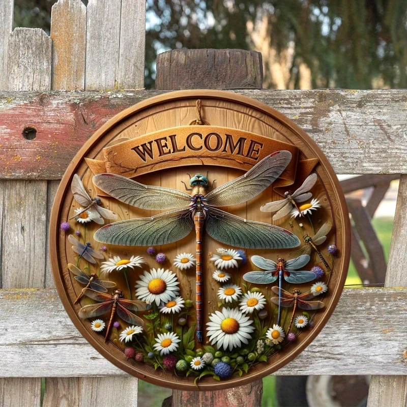 Welcome Home Round Metal Aluminum Sign Art Decorative Plates Entrance Decor Gift Mask Theme For Bar Club Home Room Wall Decor