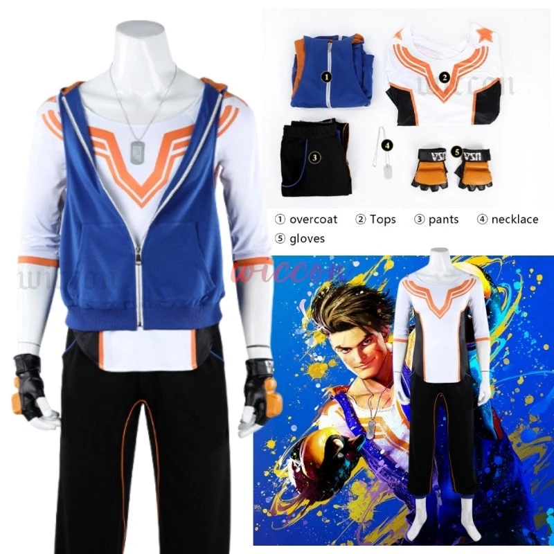 

Luke Cosplay Costume Street Fighter Coat Top Pants Outfit Man Combat Suit Halloween Carnival Party Outfits Suit Halloween