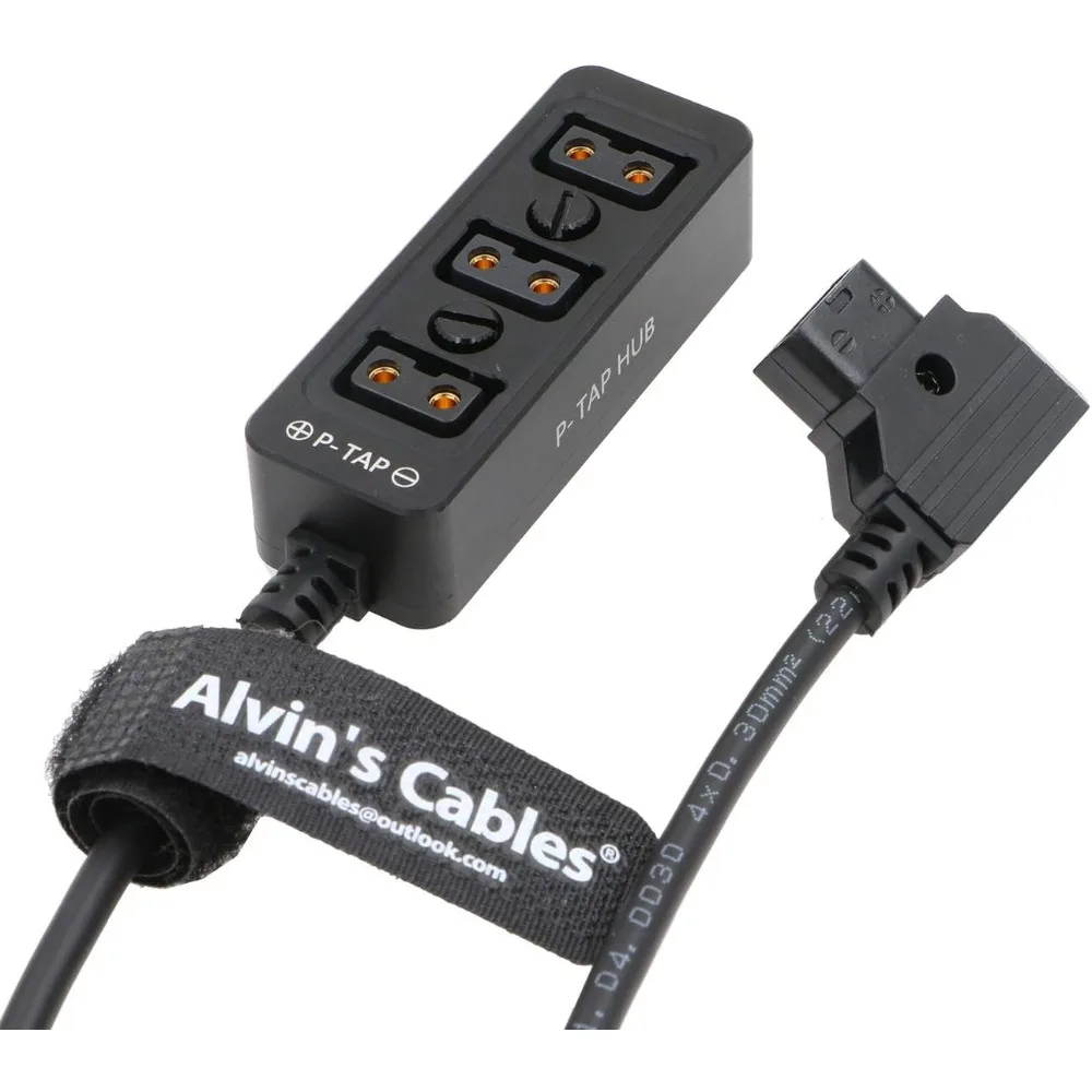 Alvin’s Cables D-tap Splitter P-Tap HUB Cable Dtap Male to Three Port D tap Female Splitter Cable with Screw Threads for ARRI
