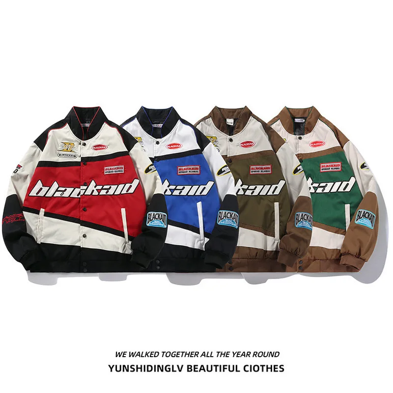 Embroidery Motorcycle Baseball Jackets Harajuku Letter Patchwork Coats Vintage Hip Hop Streetwear Varsity Jacket Unisex Jackets