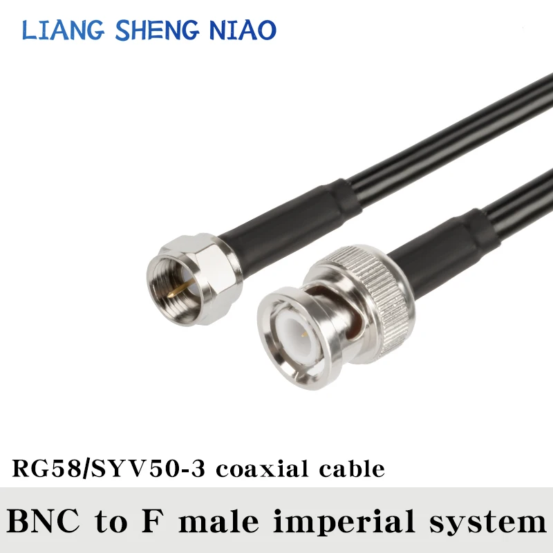 BNC to F Male Plug BNC Female Jack to BNC to F to BNC Male Connector crimp RG58 cable Wire Terminal RF jumper pigtail 0.3m~50m