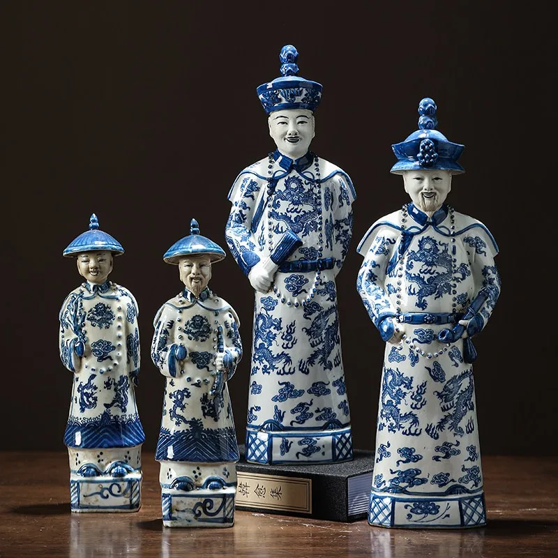 

Jingdezhen Antique Blue & White Office Sculpture Chinese Retro Tabletop Decor Living Craft Ornament Creativity Business Gifts