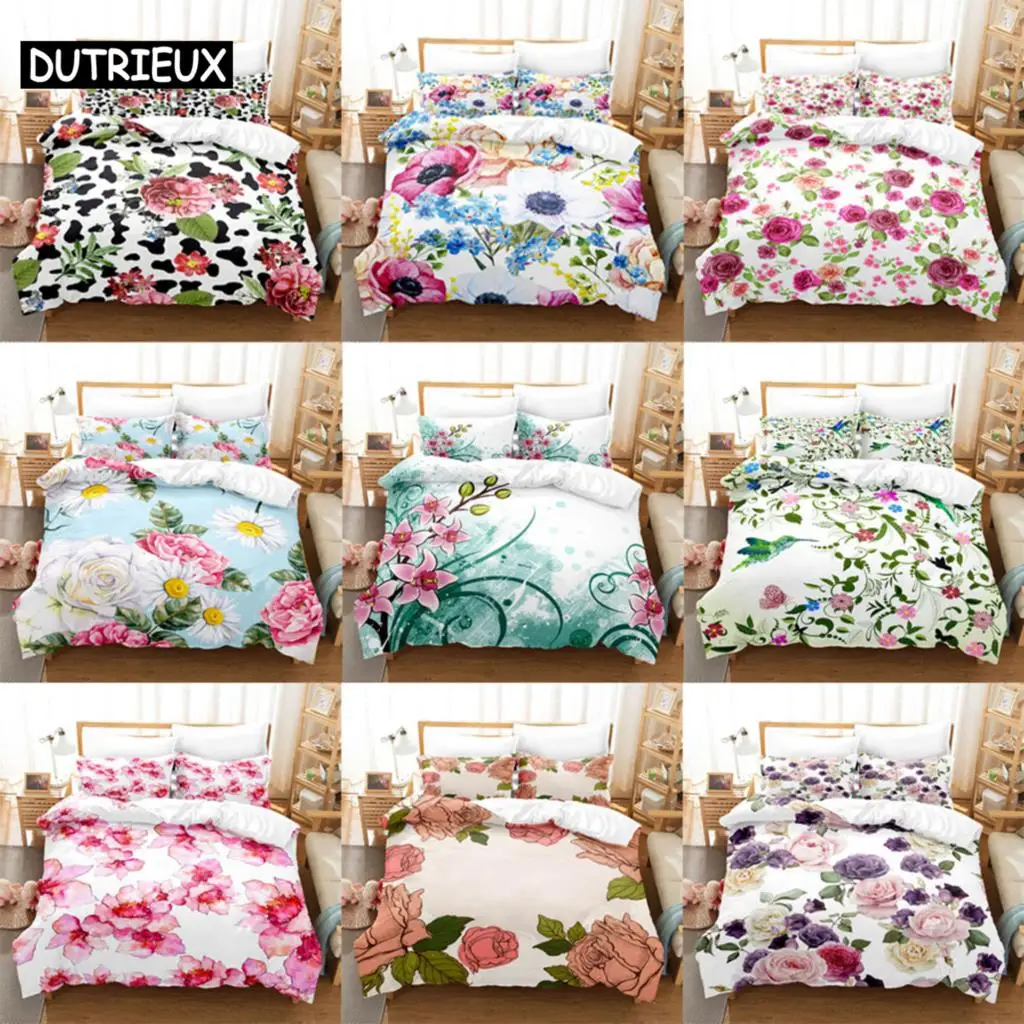 

Flower Duvet Cover Set king Size 230X260 Single Double Bed Quilt Covers Pillowcase 3D Queen Bedding Sets Full Twin 2PCS 3PCS New