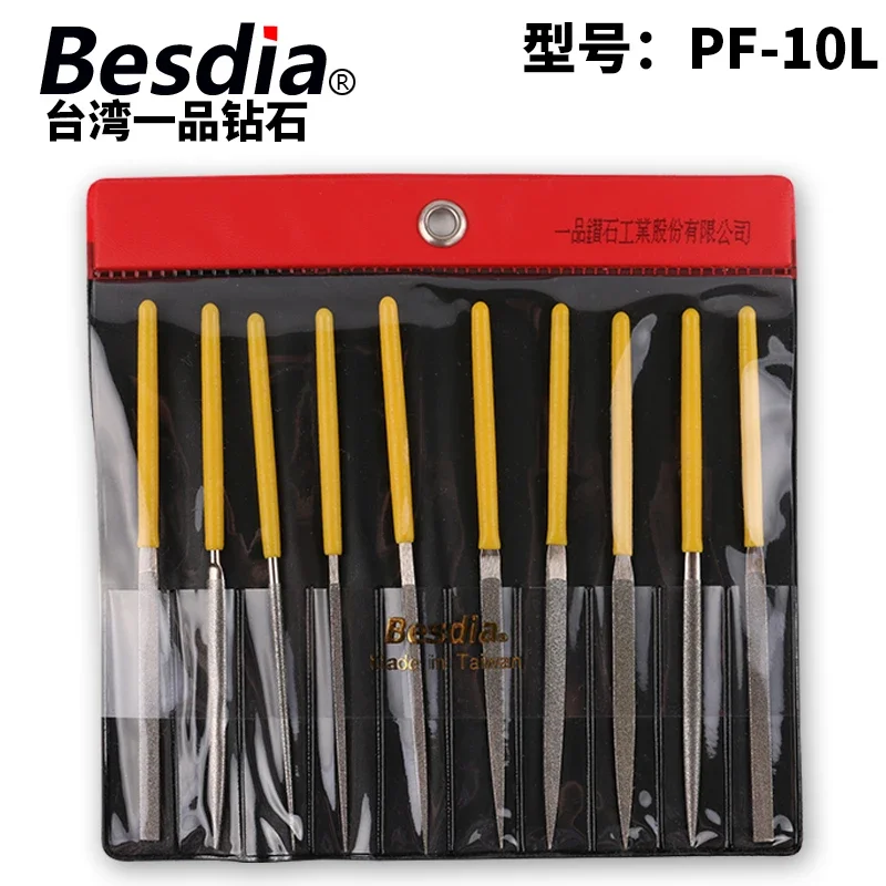 

10PCS/Set Besdia PF-10L diamond Electroforming files D3*140mm Diamond Needle files set Grit120~600# Diamond hand polishing file