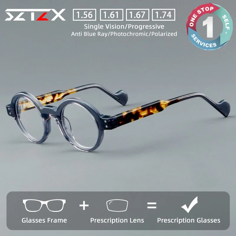 sztzx-classic-retro-versatile-colorful-prescription-glasses-anti-blue-light-myopia-eyewear-acetate-progressive-reading-glasses