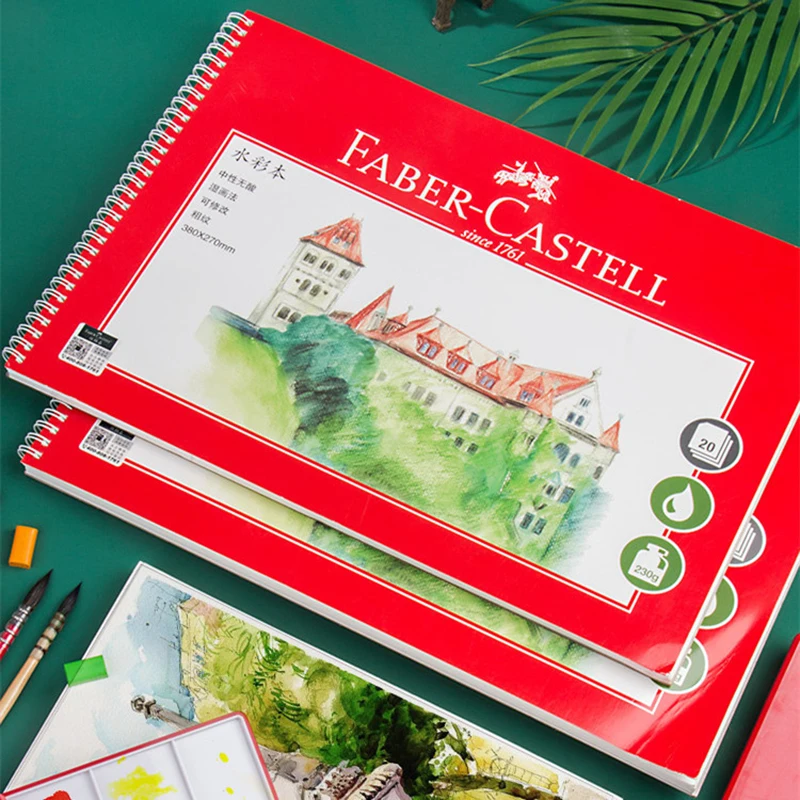 FABER CASTELL 20 Sheets Watercolor Sketchbook 8K/16K 230g/300g Water Color Paper Block Student Papel Para Acuarela Art Supplies