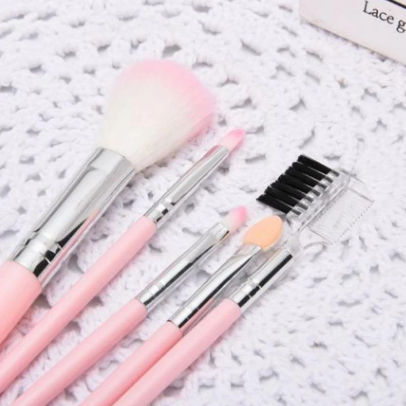 4pcs/set Soft Pink handle Chemical fiber hair cost effect iveness Cosmetic brush set with support customized package