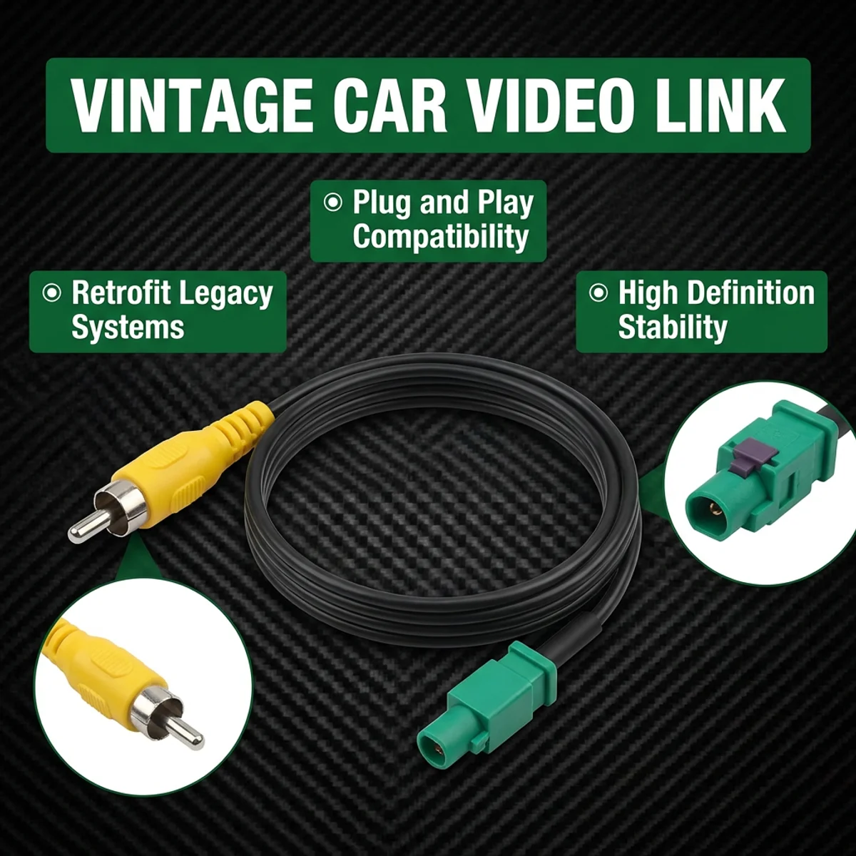 

Male Fakra To RCA Camera Retention Cable For Mercedes Land Rover Porsche Ford Jaguar Volvo Volkswagen VW Skoda Installation