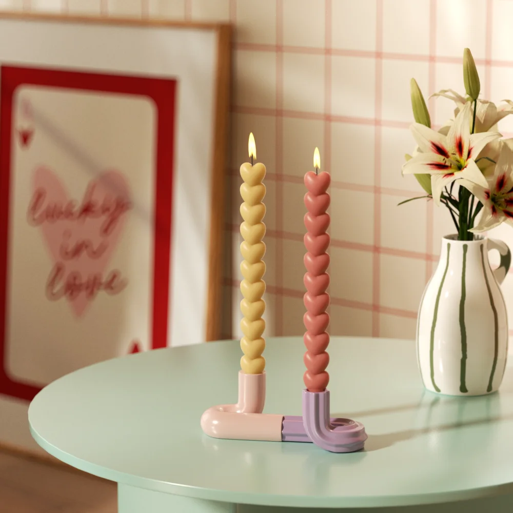 Nicole Heart Taper Candle Silicone Mold DIY Scented Candle Making Mould Home Decor Gift for Her