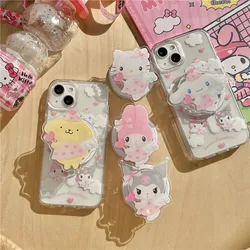 Cute Pink My Melody Cinnamoroll Kitty Kuromi Bracket Magsafe Magnetic Charge Case For iPhone 13 12 14 15Pro Max 11 Cover