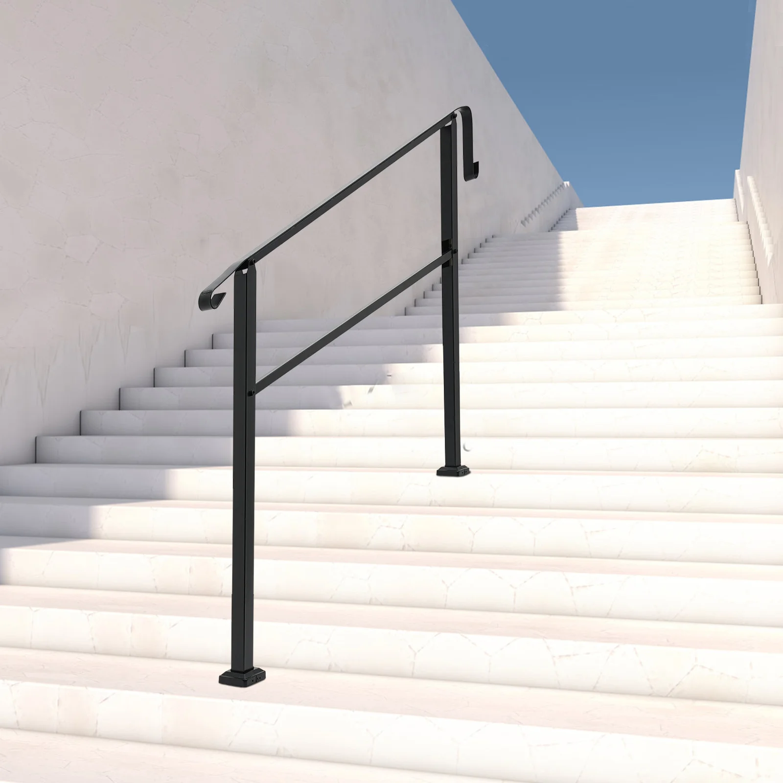 درابزين من الخشب الأسود بطول 5 أقدام - درابزين أمان قوي للسلالم والشرفات الخارجية، سهل التركيب