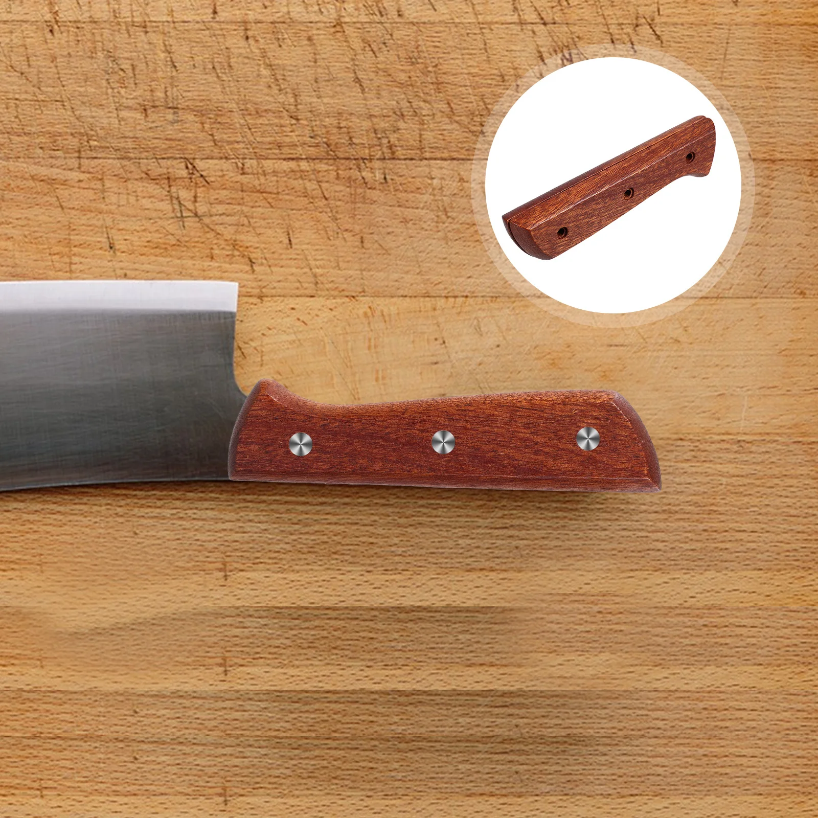 

Wooden Knife Handle Replacement Anti-Slip Cutter Grip For Chef Knife Vegetable Cutter Easy Install Solid Wood Kitchen Tool