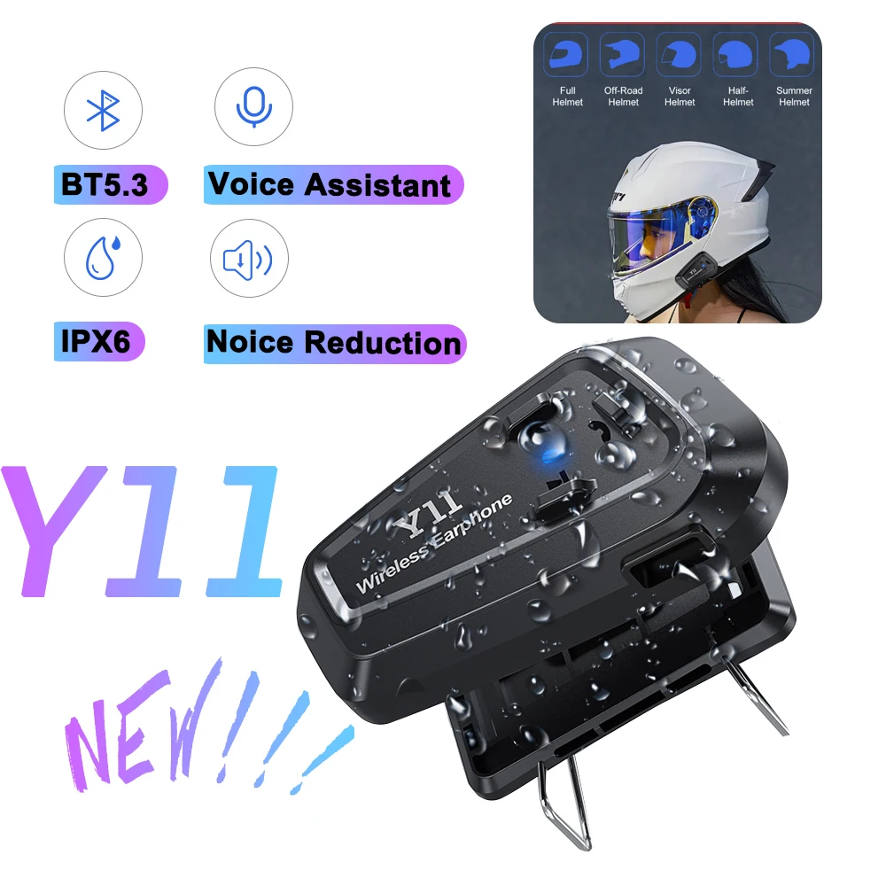 New BT5.3 Motorcycle Helmet Bluetooth Headset Motor Wireless Headphone Waterproof  Multifunction Handsfree Helmet Earphone