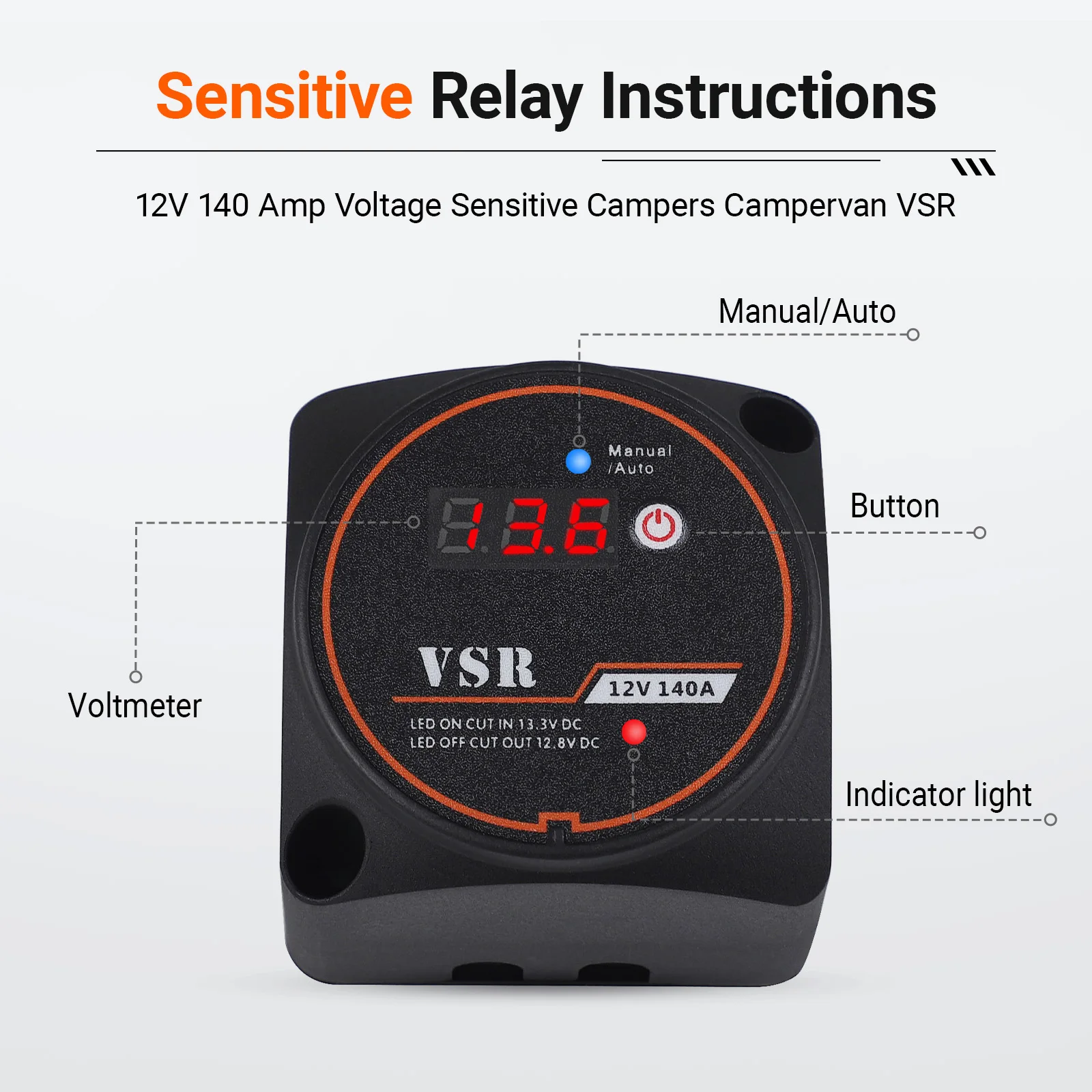 

Smart Dual Battery Smart Isolator 12V 140A Digital Voltage Sensitive Relay VSR Split Charge For Camper Car RV