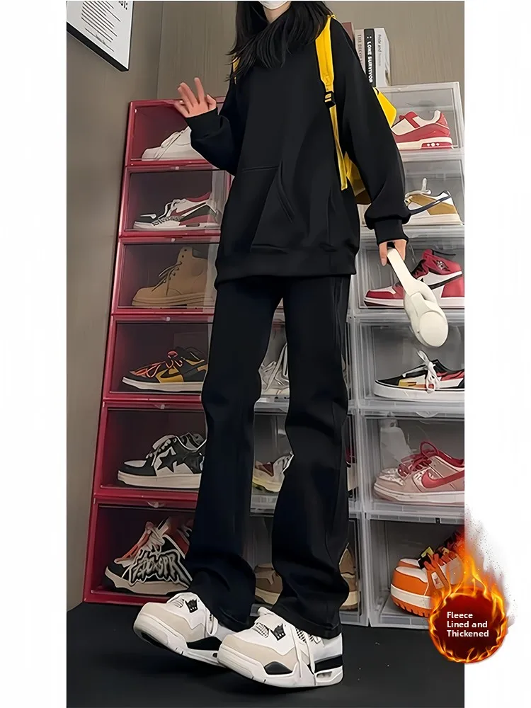 

Высокоэластичные мужские джинсы с подкладкой Bla Fce, зимние прямые брюки Cleanfit, расклешенный американский уличный нож