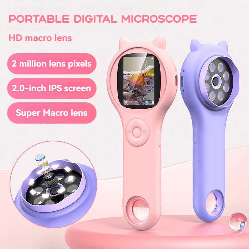 

Microscope for Kids - Mini Pocket Handheld Microscope for Toddlers-STEM Educational Science Kit Toys for Christmas for 5~12 Year