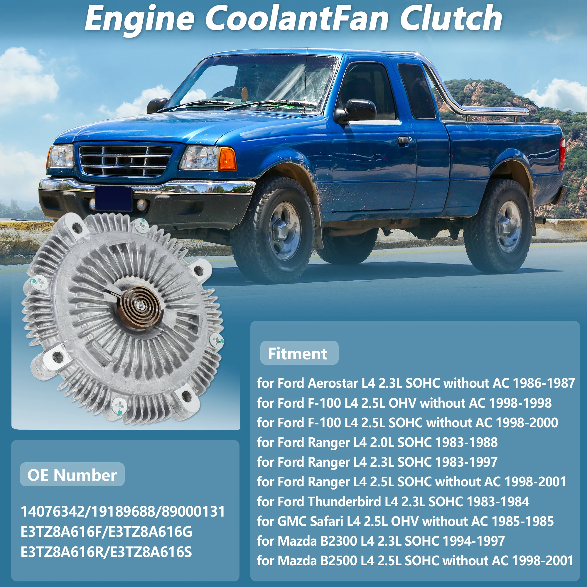 

Муфта охлаждающего вентилятора UXCELL для Ford F-100 для Ranger для Chevy Astro No 89000131