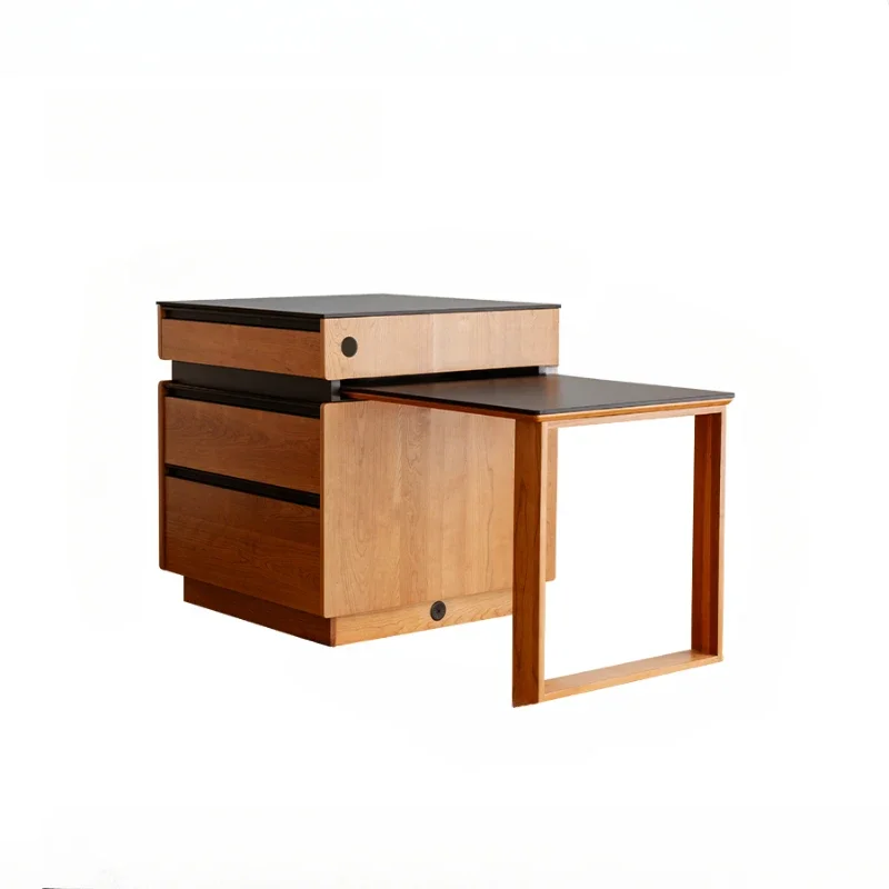 

Rock slab island dining table integrated household retractable