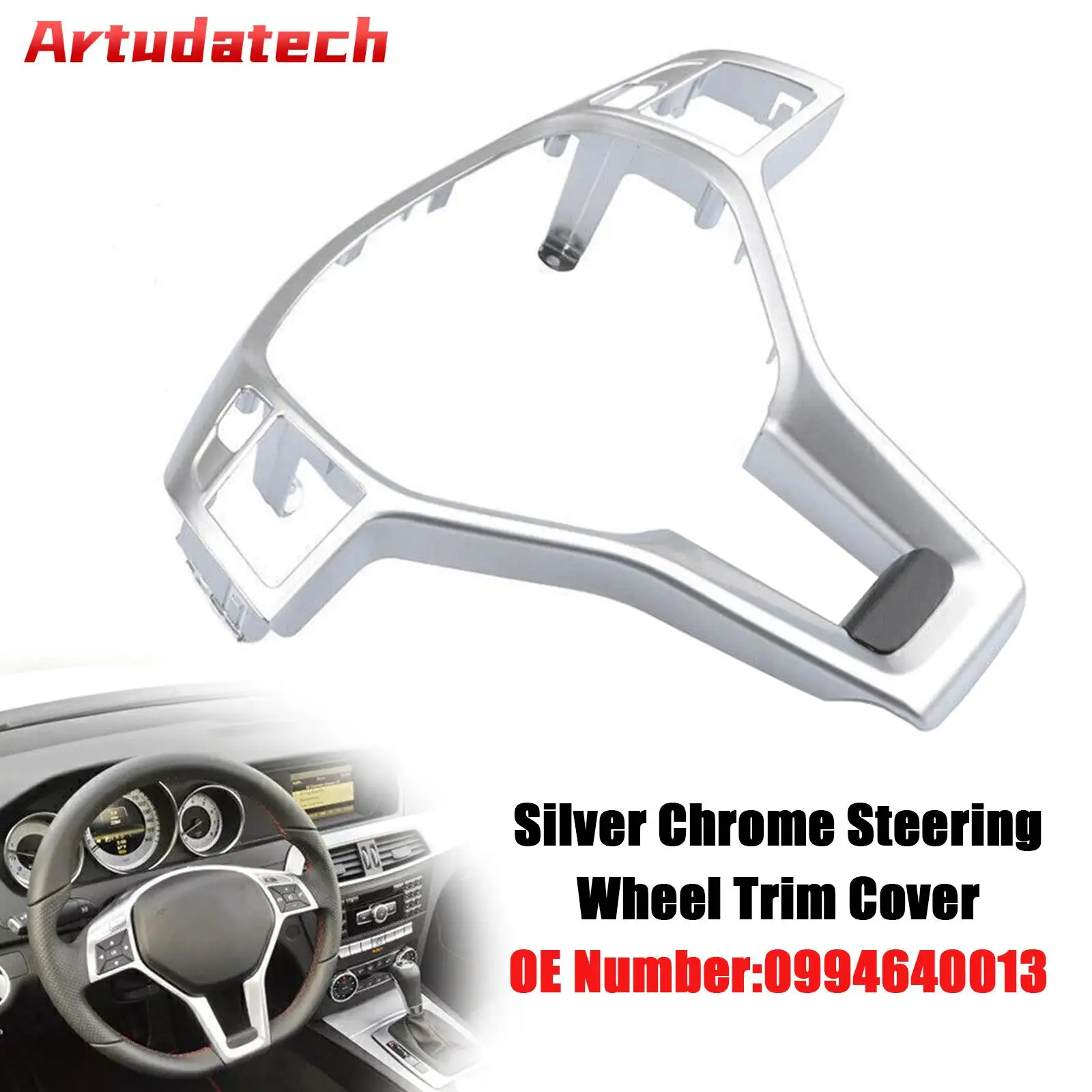 

Artudatech серебристая хромированная накладка на руль для Mercedes Benz W204 W207 W212 C-Class