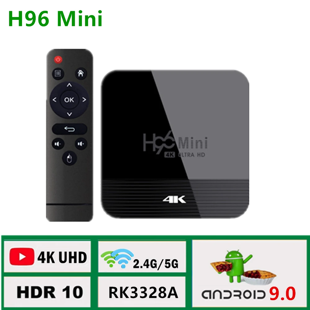 

H96 Mini H8 Android 9.0 Smart TV Box RK3228A 4K HD Set Top Box 2.4G&5G Dual Wifi BT4.0 Boxes Media Player