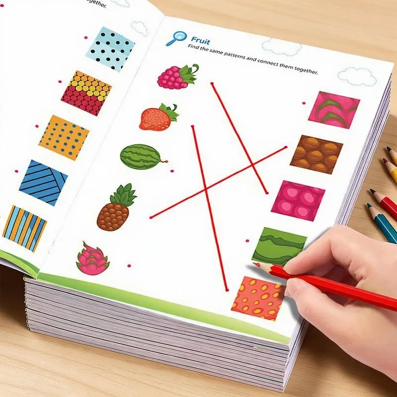 1 Children's Observation Training Activity Book, Find The Same Connection Book, 32 Pages, A5 Size, Enhance Logical Thinking