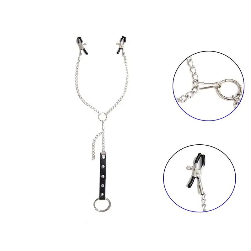 【SA】Sexy PU Leather Male Delayed Ejaculation Penis Cock Ring With Nipple Clamp Breast Clip Chain Couple Sex Toys - view 4