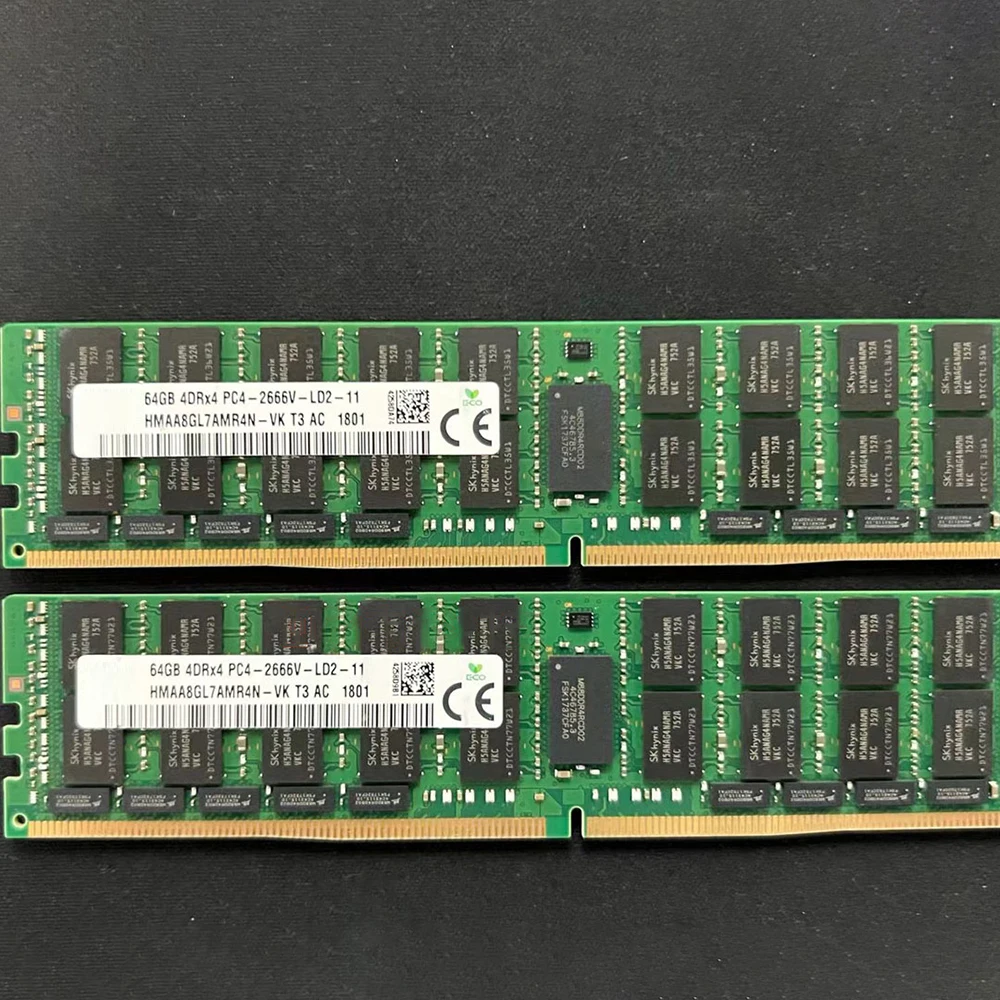 1PCS High Quality RAM 64G 64GB DDR4 4DRX4 PC4-2666V 2666MHZ ECC REG For SK Hynix Memory