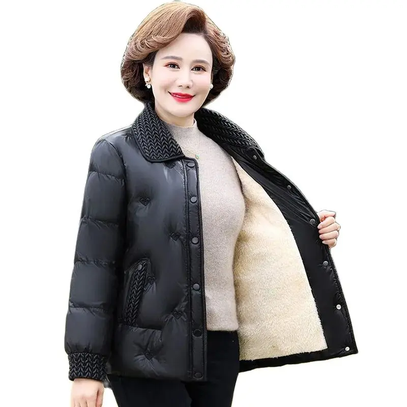 

Middle-aged Aother Winter Coat Fleece Warm Cotton-padded Fashion Western-style Loose Casual Short Cotton-padded Women 5XL