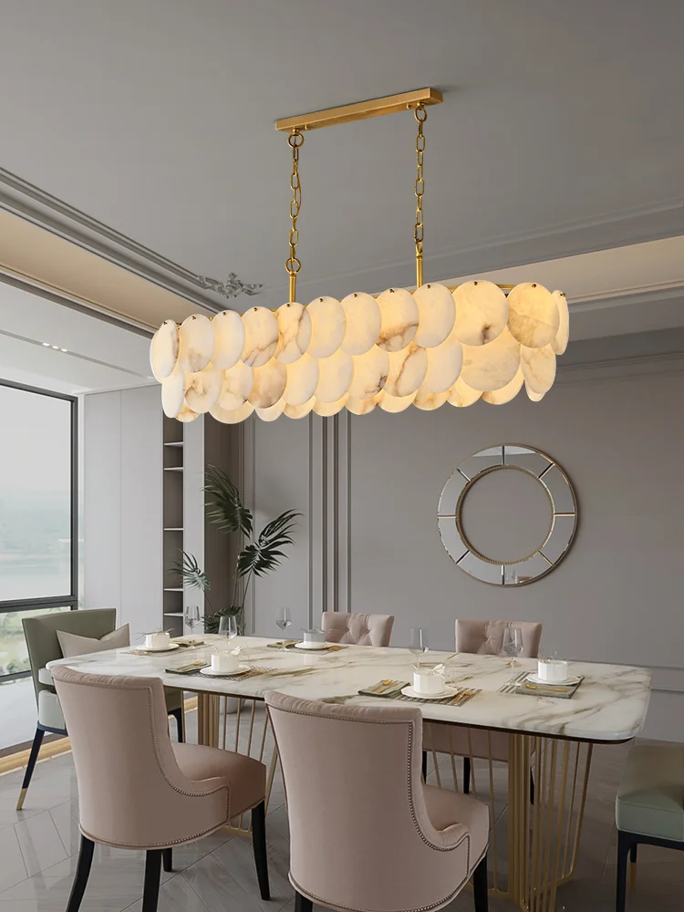 Imagem -05 - Marble All Copper Teto Pendant Lamps Home Appliance Luxo Pedra Pendurada Lâmpadas para Decoração de Sala de Estar Iluminação Grande 2024