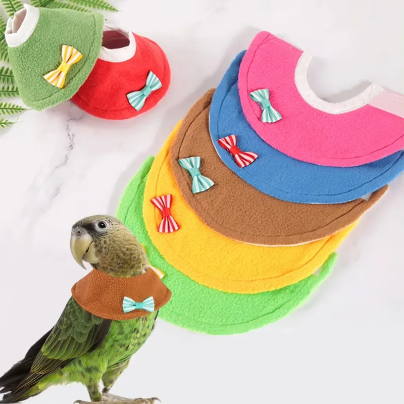 Anti-Biting Pecking Injury Elizabeth Protective Collar Bowknot Parrot Collar Recovery Collar for Birds Cloak Pets Warm Clothes