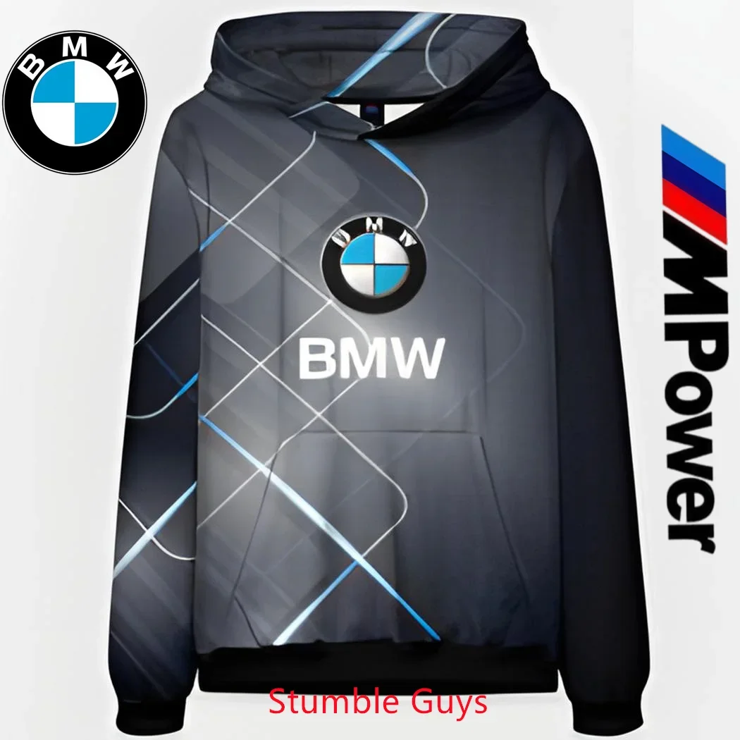 سويت شيرت بقلنسوة لربيع الخريف للرجال من BMW مطبوع عليه سباق الدراجات النارية، أزياء فاخرة للأطفال في الهواء الطلق ​