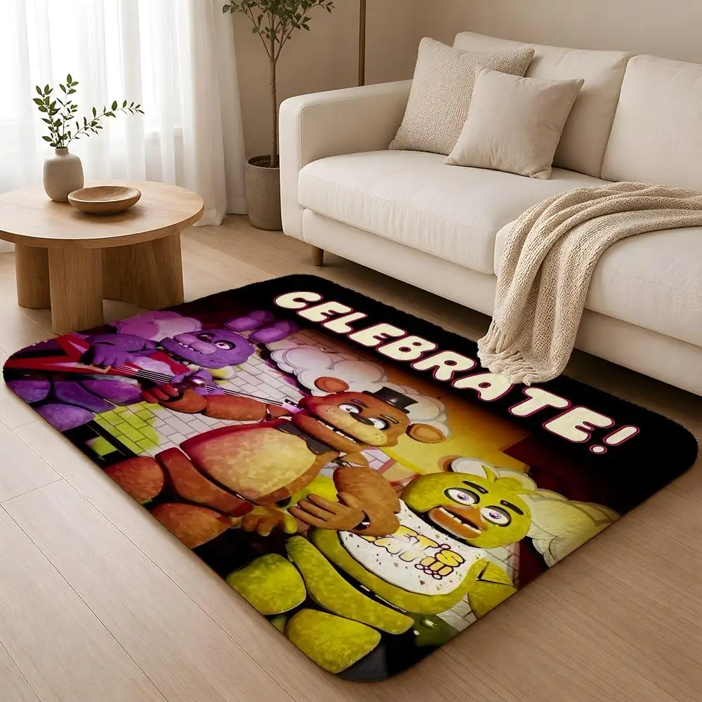 Five N-Nights At F-FreddyS Floor Mat Flannel Rug Non Slip Absorbent Soft Washable For Entryway Hallway Bathroom Kitchen Decor