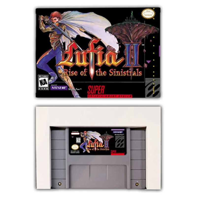 Lufia II-ارتفاع sinistraa ، بطاقة ألعاب RPG ، وحدات تحكم ألعاب 16 بت مع صندوق البيع بالتجزئة ، خرطوشة ألعاب الفيديو ، SNES ، EUR ، PAL ، الولايات المتحدة الأمريكية ، NTSC