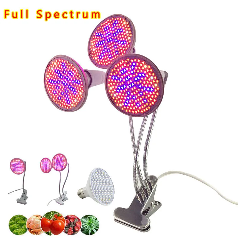 3-HEAD LED rostliny dělat se lampa klip držák halové kvést skleník osvěta lehký halové E27 hydro UV IR veg plný spektrum