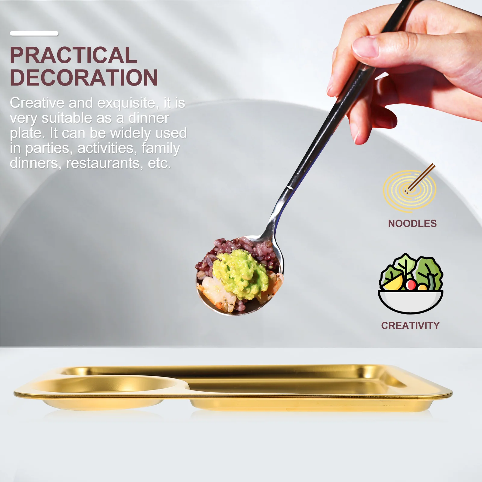 

1Pcs Stainless Steel Roast Meat Plate French Fries Dessert Serving Tray Portable Snack Storage Solution Excellent Craftsmanship