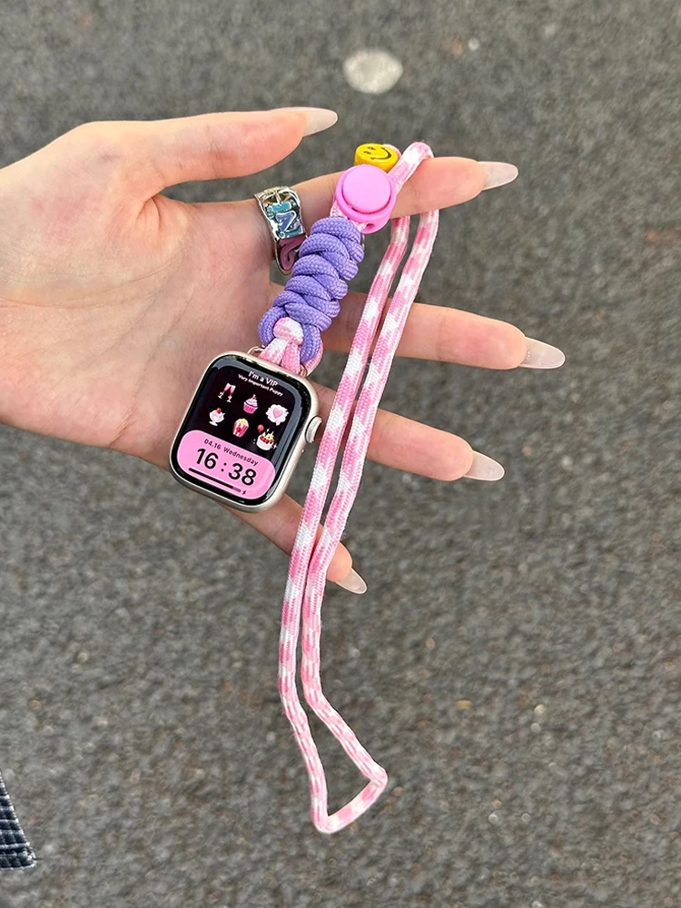 Nylon Lanyard Strap For Apple Watch Ultra 10 9 8 7 6 5 Se 4 Colorful Paracord Band For iWatch 38mm 41mm 42mm 44mm 45mm 46mm 49mm - view 5