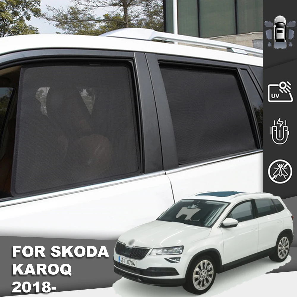 For Skoda Karoq NU7 2017-2023 2024 Magnetic Car Sunshade Shield Front Windshield Curtain Rear Side Baby Window Sun Shade Visor