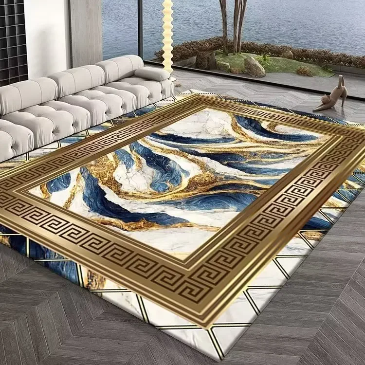 Golden Abstract Carpet Luxury Bedroom Decoration Large Area Rugs Sofa Side Carpets for Living Room Soft Fluffy Lounge Floor Mat