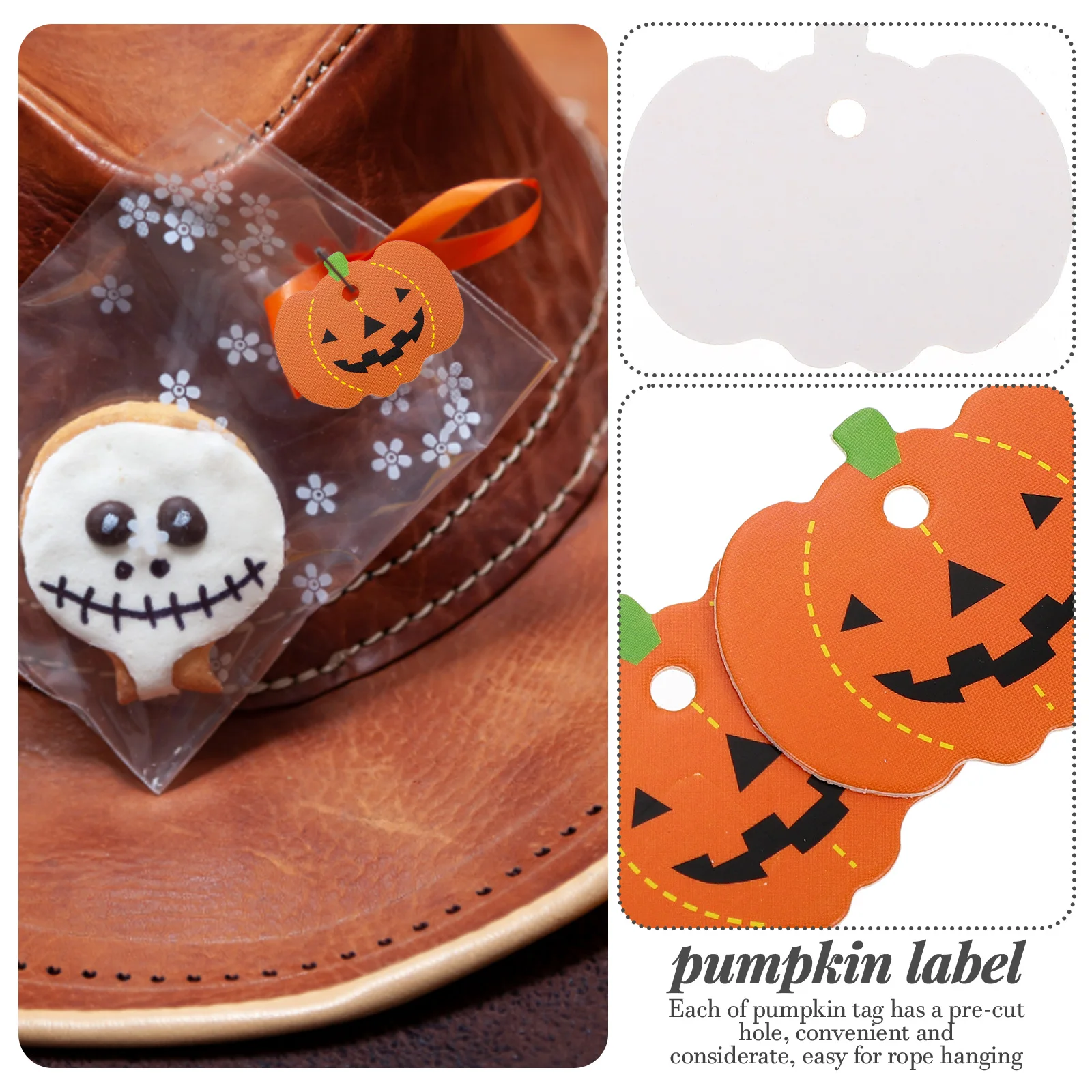 

100 Pcs Pumpkin Label Pendant Tags Halloween Decorations Paper Shaped Fall Ornaments