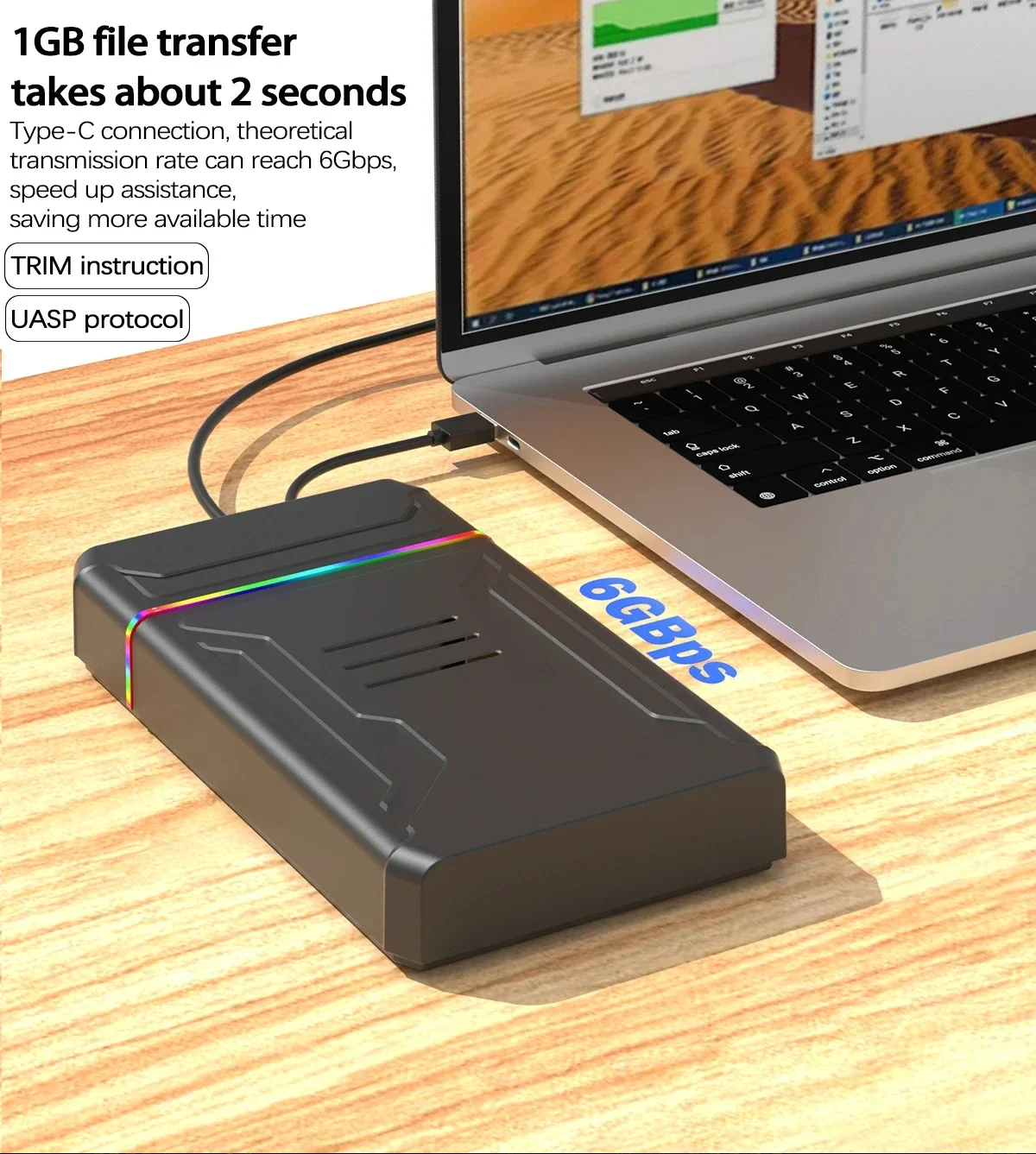 3.5 ''2.5'' HDD SATA TO Type C อะแดปเตอร์ฮาร์ดไดรฟ์ภายนอกดิสก์ 3.5 นิ้ว SSD Disk ได้ถึง 6Gbps 18TB HDD กล่องสําหรับ PC