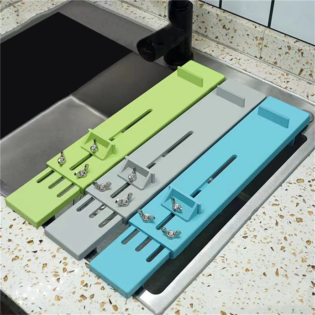 3PCS Adjustable over Sink Sharpening Stone Base Holder Retractable Non-Slip Whetstone Grinding for Knife Sink Bridge