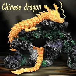 Aquarium Landschafts dekoration, 3d gedruckte verbundene Drachen chinesische Drachen figur, Wasser pflanzen und Steingarten