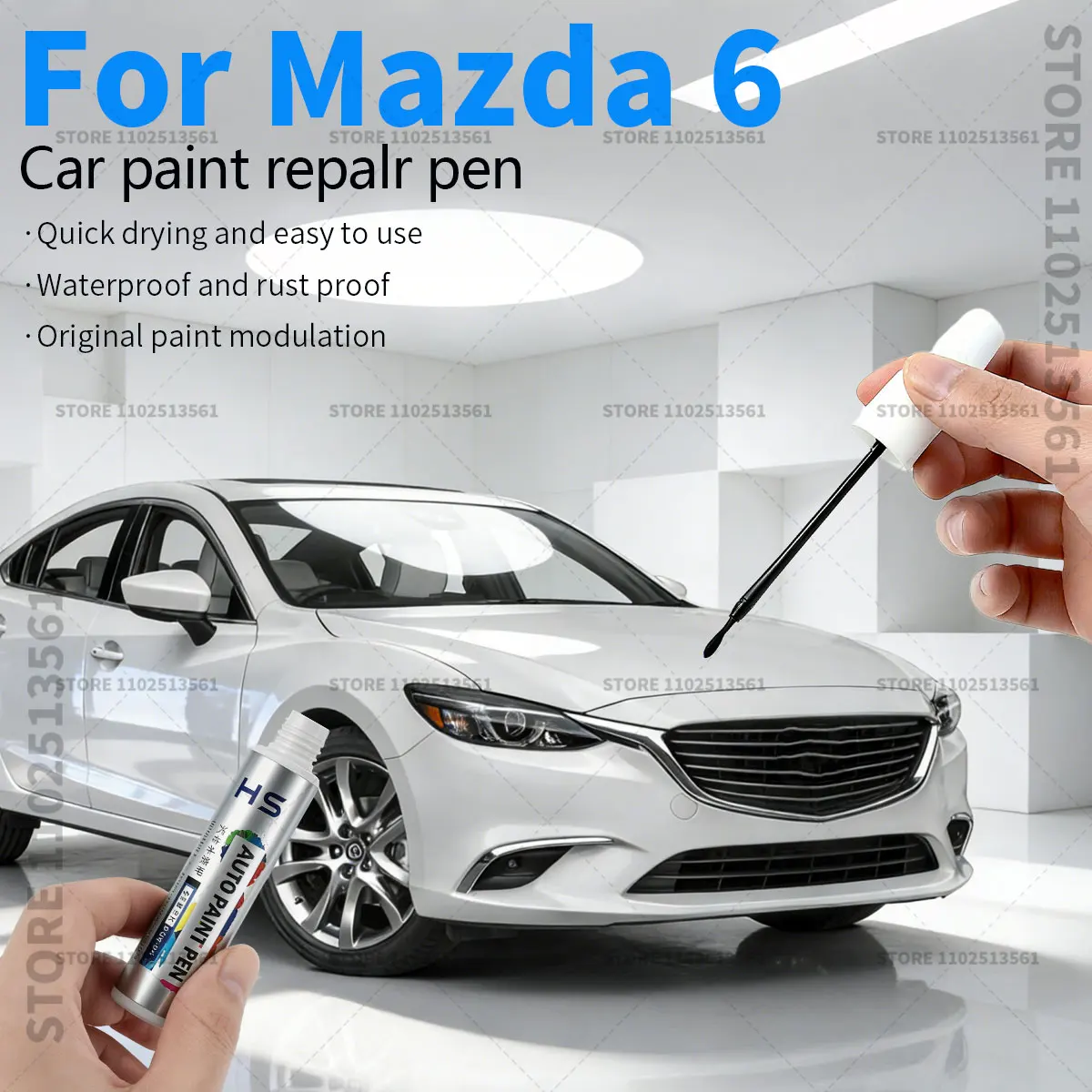 Car Paint Repair Pen Paint Scratch Repair Accessories For 2002-2023 Mazda 6 Blue 42B White 34K 25D Black Silver 45P Gray 42A Red