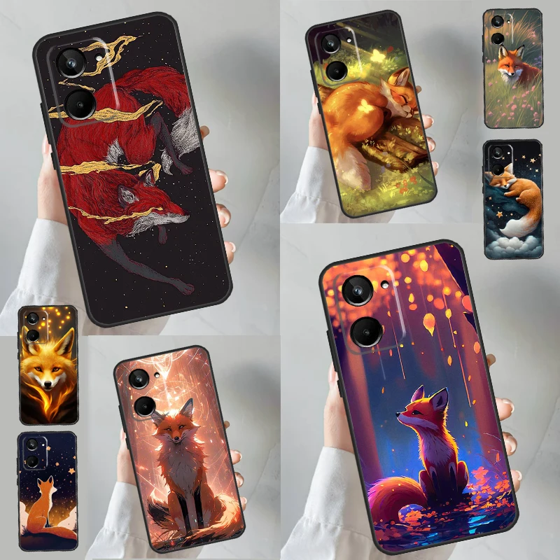 Funda de zorro de dibujos animados para Realme, funda para GT Neo 5, 3T, 2T, 9, 10, 11 Pro Plus, C11, C15, C25, C30, C31, C33, C35, C55, C21Y